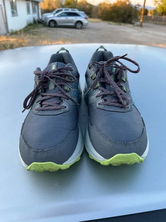 Asics Gray with Pink Logo Cushioning Running Shoe - Picture 2 of 11